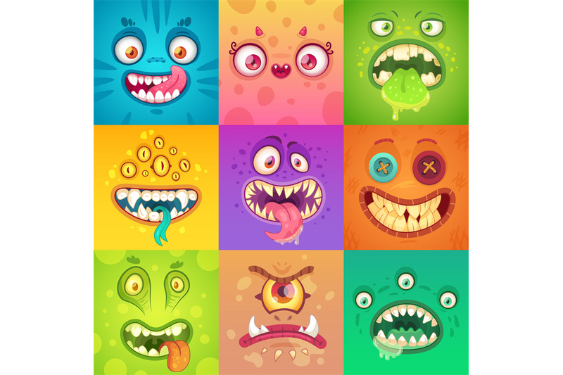 scary cartoon monster faces