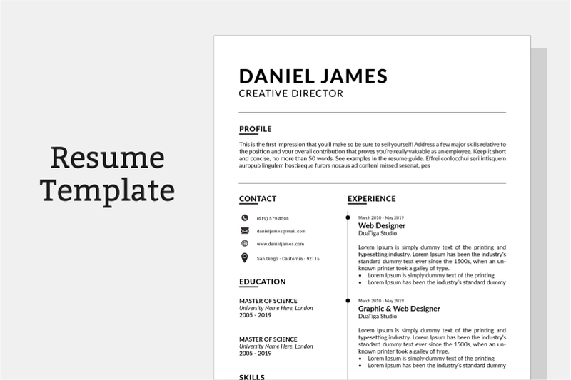 Resume Template | Cv Template By Macro Studio | TheHungryJPEG