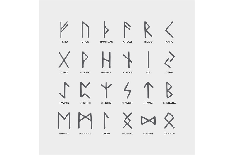 Retro Norse Scandinavian Runes Sketch Celtic Ancient Letters Old Hie By Microvector Thehungryjpeg Com