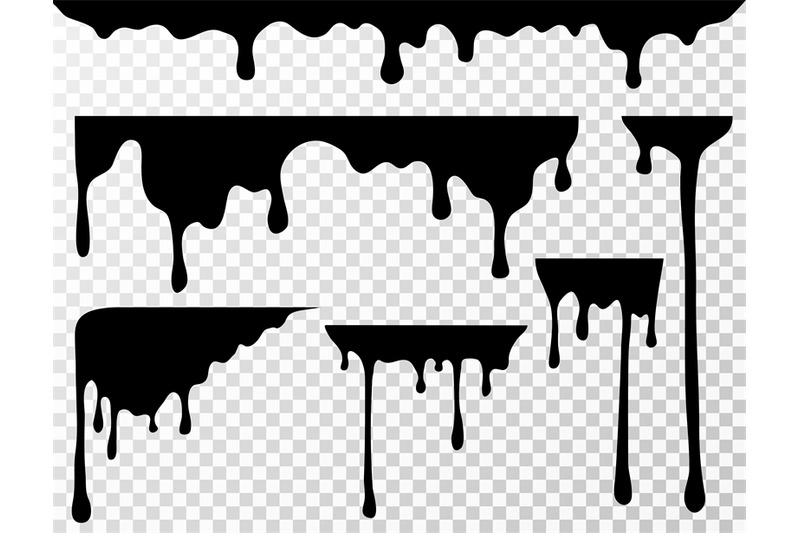 Black Dripping Oil Stain Liquid Drips Or Paint Current Vector Ink Sil By Microvector Thehungryjpeg Com