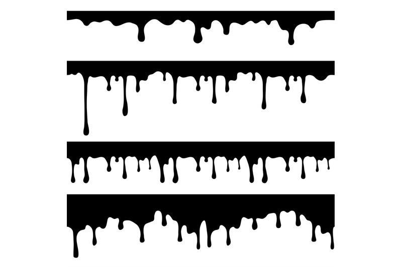 Paint Dripping Black Liquid Or Melted Chocolate Drips Seamless Vector By Microvector Thehungryjpeg Com
