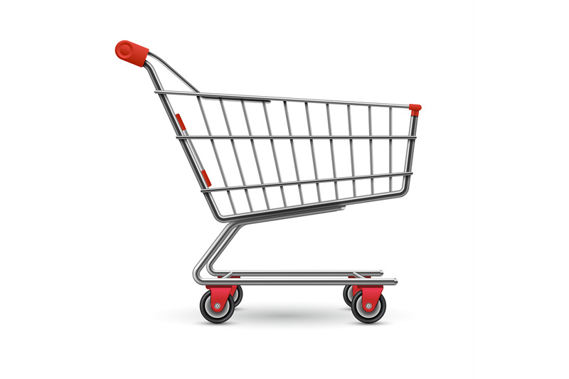 Realistic empty supermarket shopping cart vector illustration isolated ...