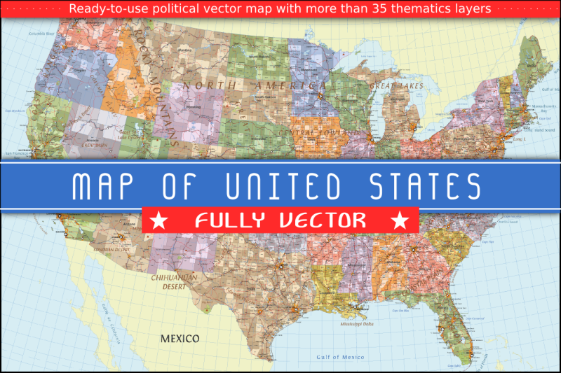 Map of United States By Cartorical | TheHungryJPEG