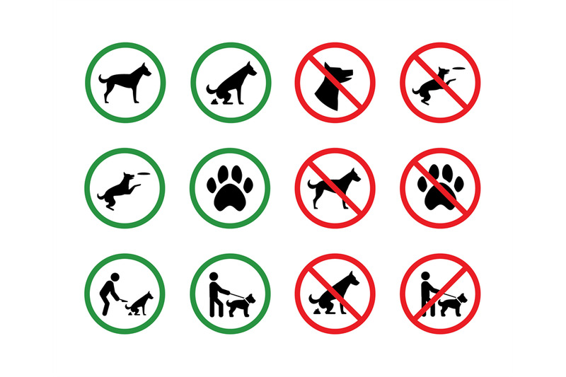 Dog Forbidden Signs Dogs Permission And Restriction Silhouette Park V By Microvector Thehungryjpeg Com