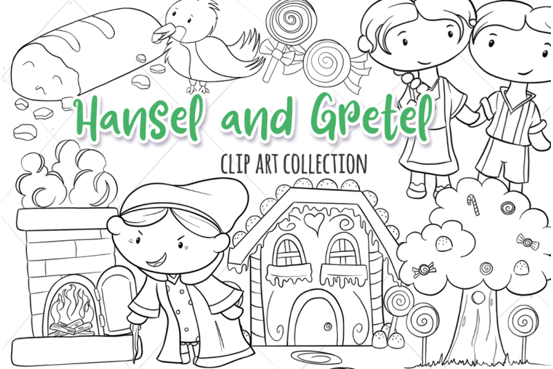 Hansel and Gretel Digital Stamps By Keepin' It Kawaii | TheHungryJPEG