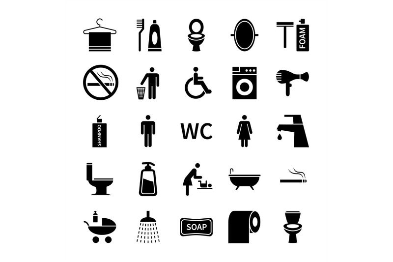 Worstelen Resultaat Perth Wc toilet icons. Restroom and bathroom vector silhouette symbols By  Microvector | TheHungryJPEG