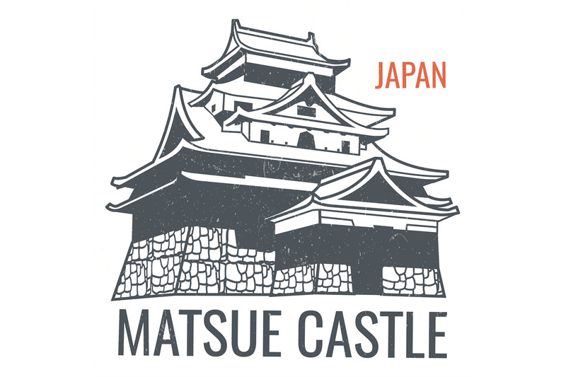 Vector Travel Poster With Japanese Sight Castle Silhouette By Microvector Thehungryjpeg Com