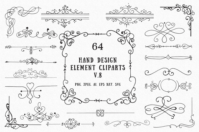 60+ Hand Design Element Cliparts Ver. 8 By CreativeWhoa | TheHungryJPEG