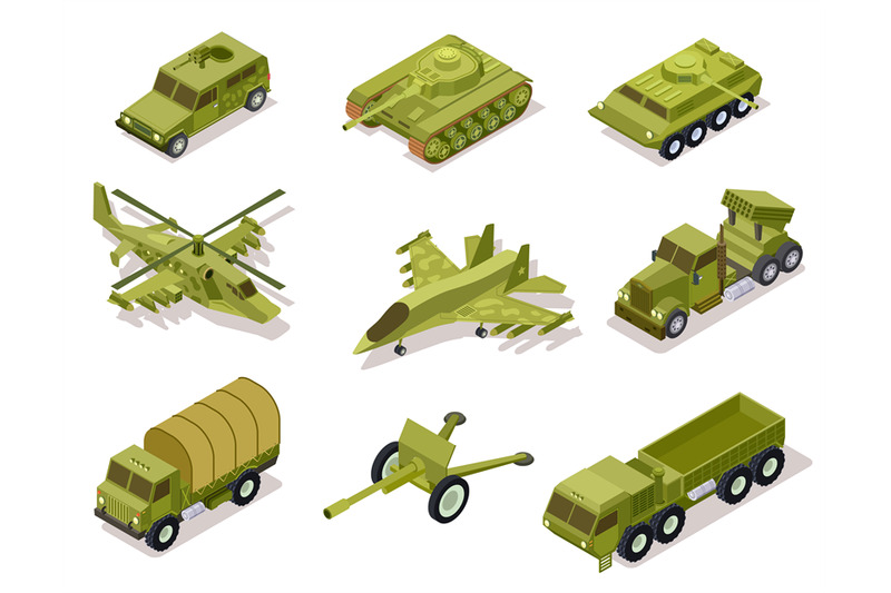 Armor weapon collection. Helicopter and cannon, volley fire system and ...