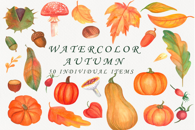 Watercolor autumn Clipart By Inna Lytvynchuk | TheHungryJPEG