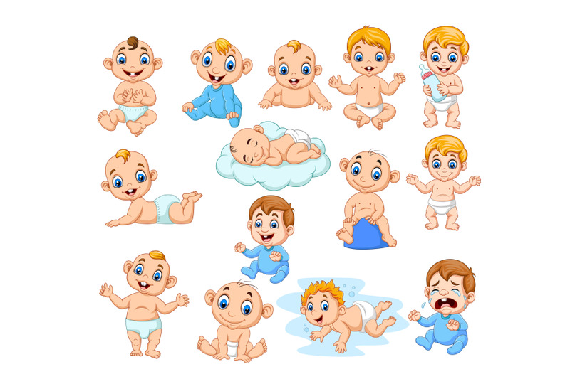 Cartoon babies collection By tigatelu | TheHungryJPEG