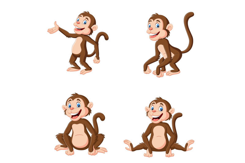 Cartoon monkeys collection By tigatelu | TheHungryJPEG.com