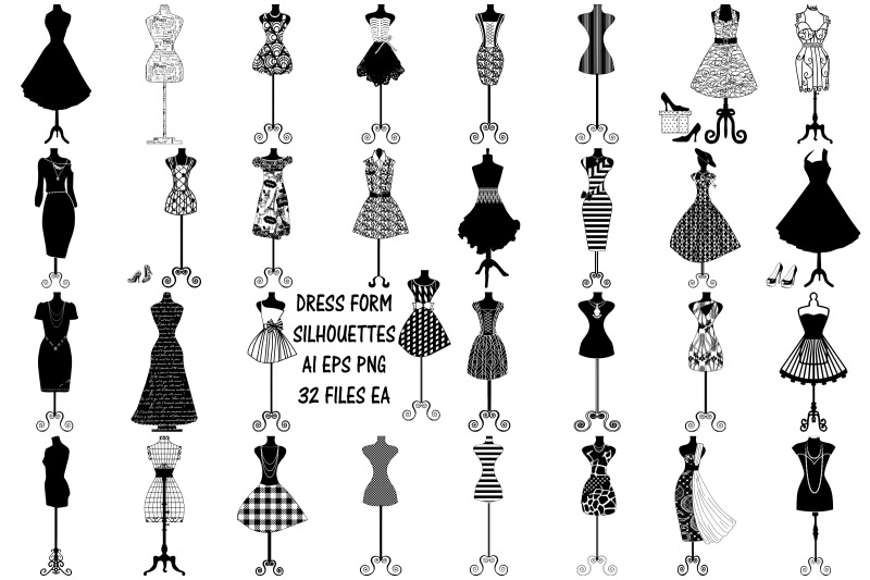 Dress Form Silhouettes AI EPS PNG By Me and Ameliè