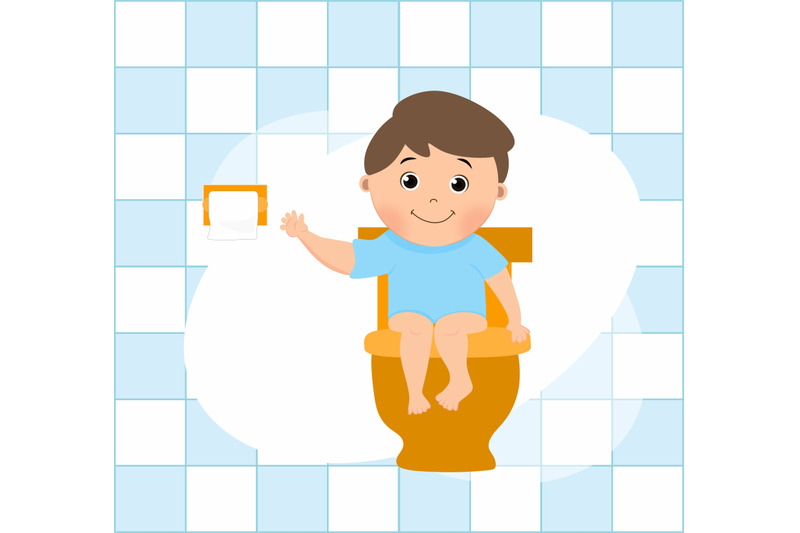 an illustration of boy in the bathroom By diluclipart | TheHungryJPEG