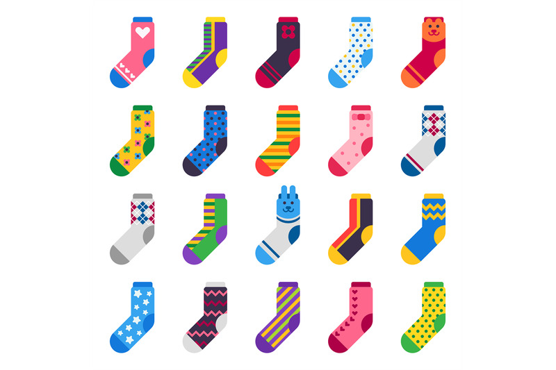 Sock icon. Sport long socks, kids feet clothes and striped warm hosier ...