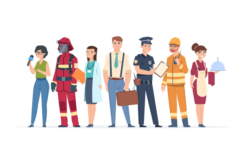 Characters professions. Factory workers business people engineer and d ...