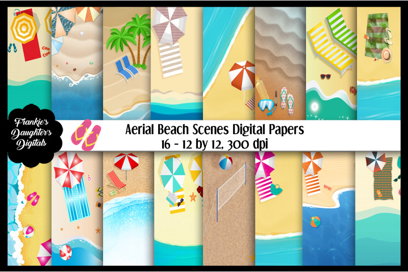 Overhead Aerial Beach Scenes Digital Papers By Me and Ameliè ...