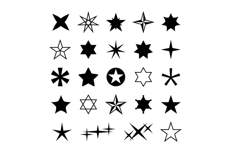 Star silhouettes. Rising christmas stars, abstract geometric cosmos st ...