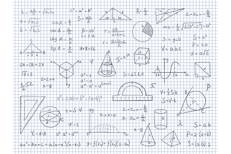 Doodle Math Physics And Geometry Formulas End Equations School Scien By Spicytruffel Thehungryjpeg Com