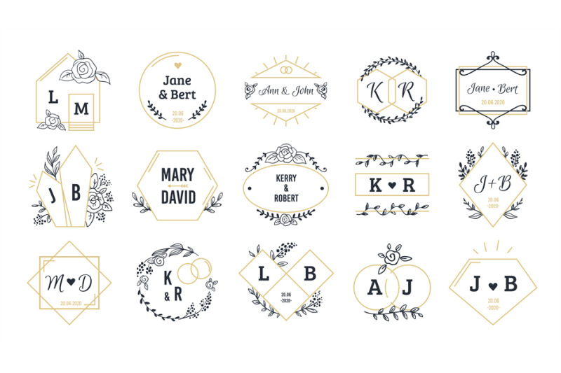 Wedding Logos Bohemian Monograms For Event Invitation And Wedding Gre By Spicytruffel Thehungryjpeg Com