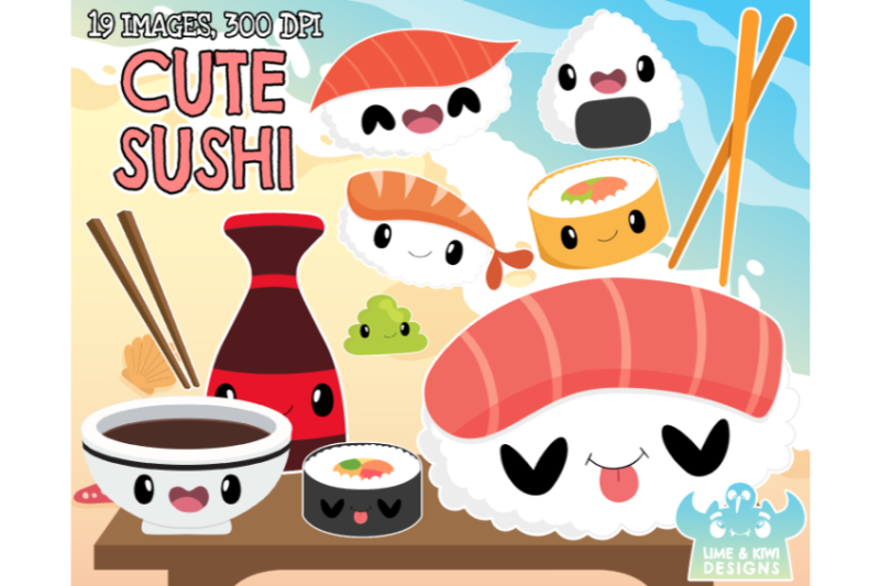 Cute Sushi Clipart - Lime and Kiwi Designs By Lime and Kiwi Designs ...