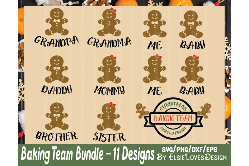 Christmas Gingerbread Family Baking Team SVG Bundle By ElsieLovesDesign ...