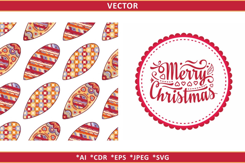 Christmas Clipart Christmas Seamless Pattern And Lettering Greeting C By Zoya Miller Thehungryjpeg Com