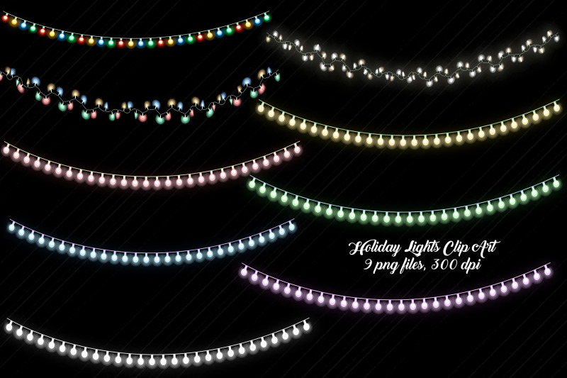 Holiday Lights Clip Art By Me and Ameliè | TheHungryJPEG