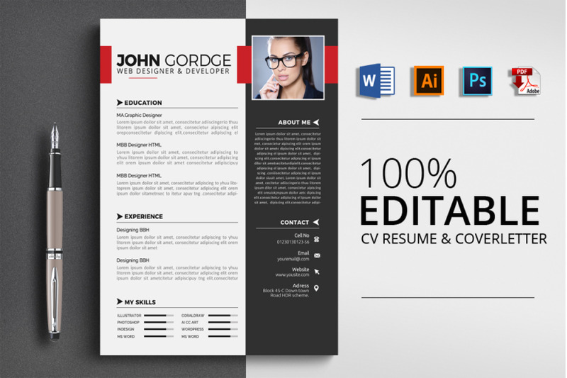 CV Resume Word Template By Designhub | TheHungryJPEG