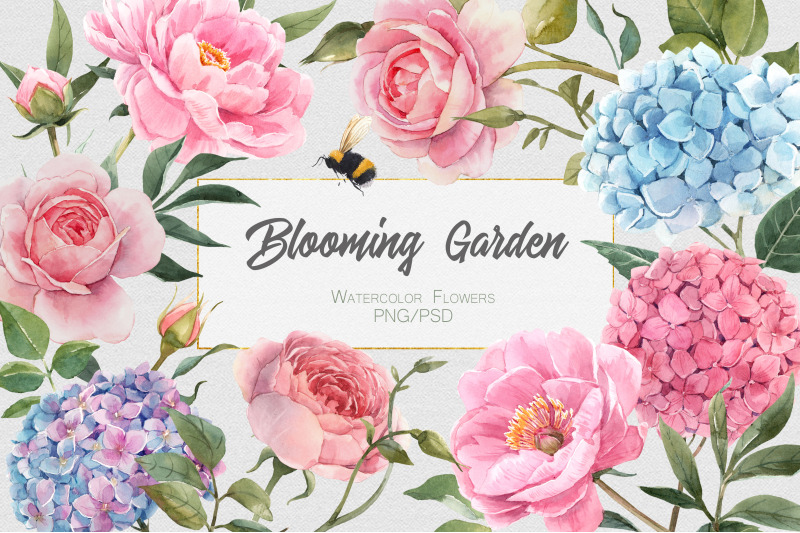 Blooming Garden Watercolor Floral SET (PNG+PSD) By Lembrik's Artworks ...