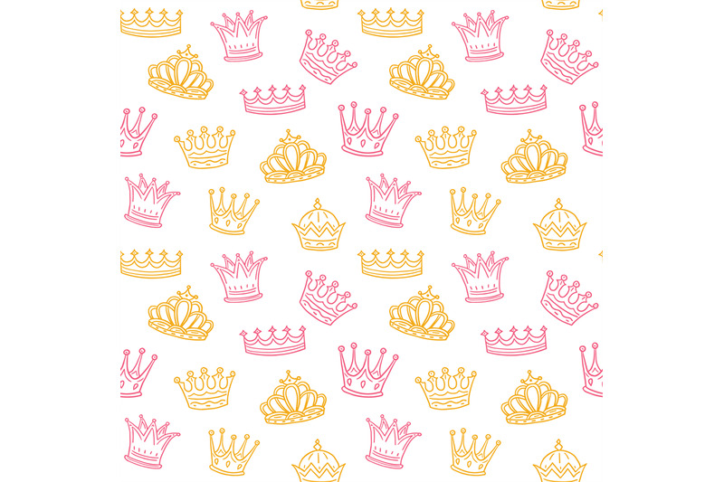 Simple seamless pattern with light contoured crowns. Pink background with  dots. Hand drawn ornament. 5609711 Vector Art at Vecteezy