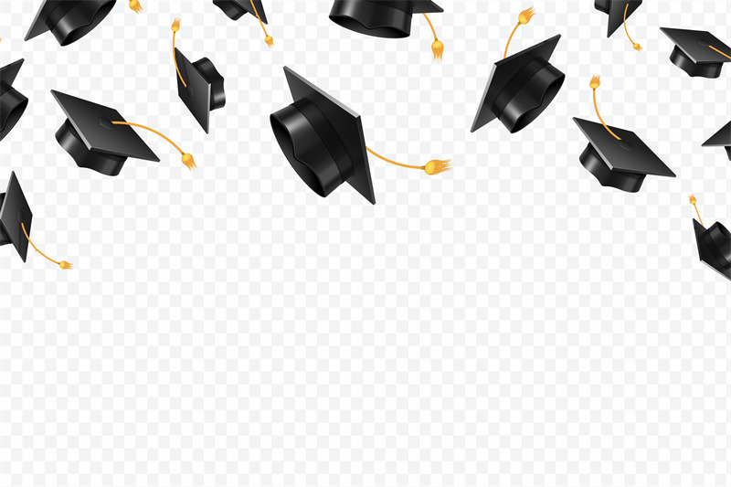 graduation hats in the air