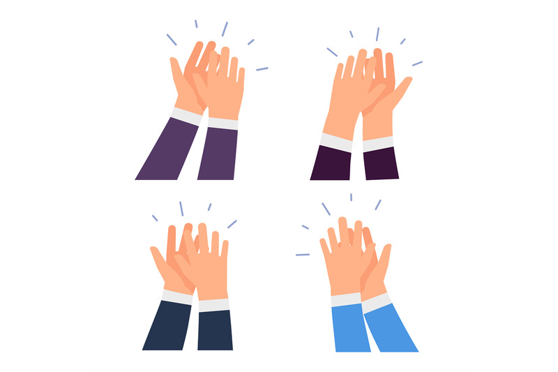 Flat Vector Clapping Hands Icons Isolated On White Background By ...