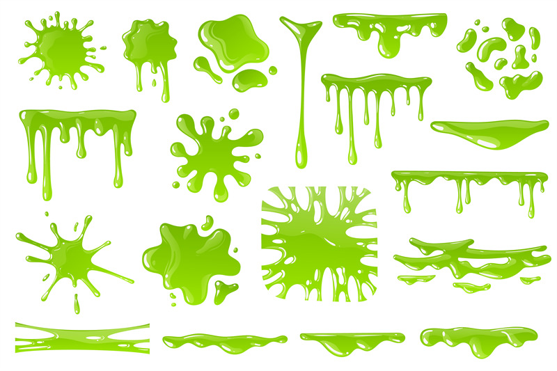 green cartoon slime. goo blob splashes, sticky dripping mucu...ic drip text...