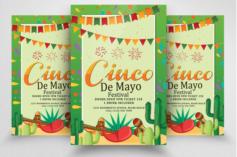 Cinco De Mayo Flyer Template By Designhub | TheHungryJPEG