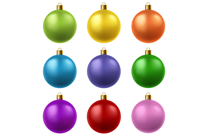 Realistic Christmas Balls Colorful Glass Xmas Tree Hanging Toys Wint By Yummybuum Thehungryjpeg Com