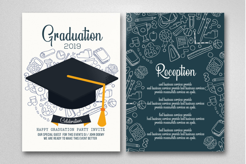 Double Sided Graduation Party Invitation Card By Designhub | TheHungryJPEG