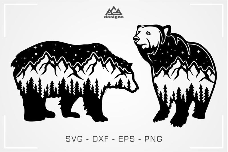 Bear Landscape Mountain Svg Design By AgsDesign | TheHungryJPEG