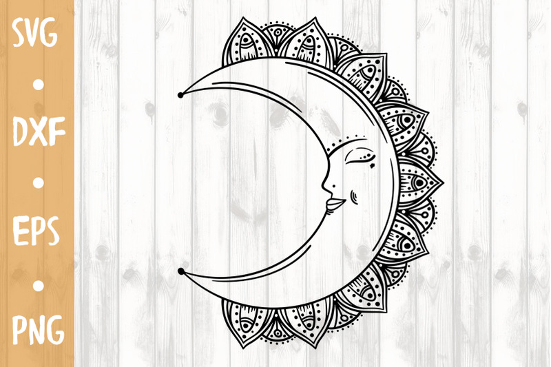 Mandala moon SVG CUT FILE By Milkimil | TheHungryJPEG.com