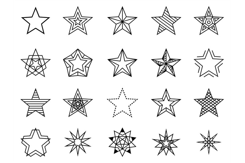 Linear stars vector set By SmartStartStocker | TheHungryJPEG