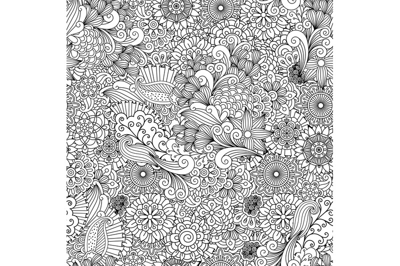 Detailed line ornamental background with flowers By SmartStartStocker ...