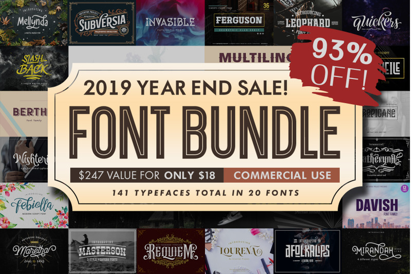 Font Bundle 2019 Year End Sale 93 Off By Arterfak Project Thehungryjpeg Com
