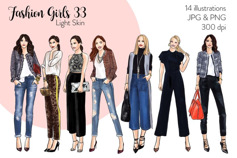 Watercolor Fashion Clipart - Fashion Girls 33 - Light Skin By Parinaz ...