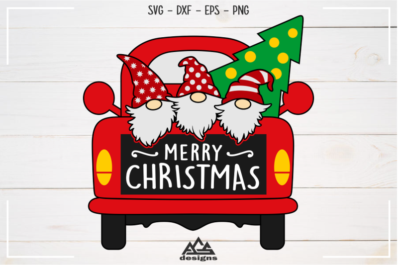 Merry Christmas Gnome Truck Svg Design By Agsdesign Thehungryjpeg Com
