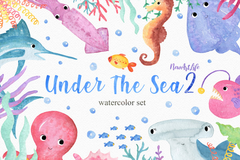 Under The Sea Watercolor Clipart By NewArtLife | TheHungryJPEG