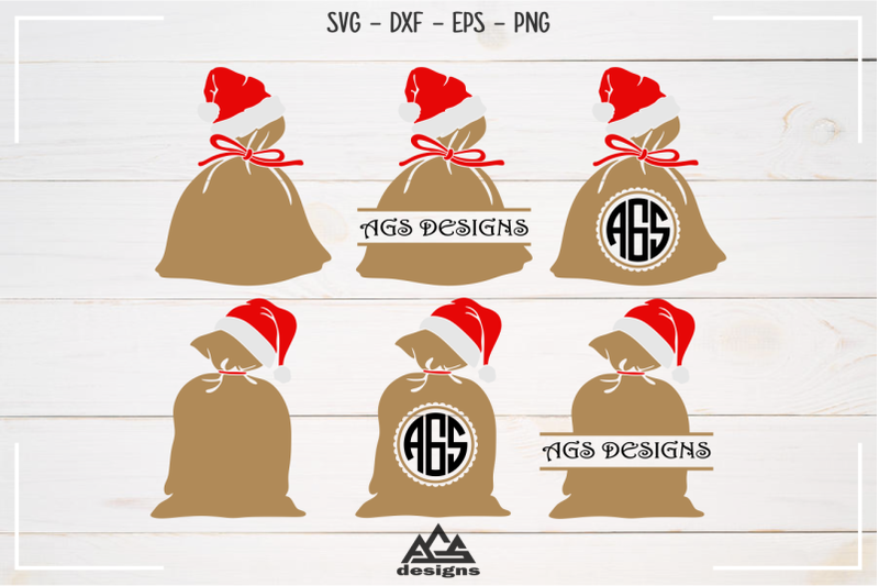 Santa Sacks Monogram Split Frame Svg Design By Agsdesign Thehungryjpeg Com