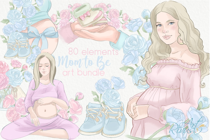 Pregnancy Mom to Be Bundle. Boy Girl Baby shower By Rivus Art ...