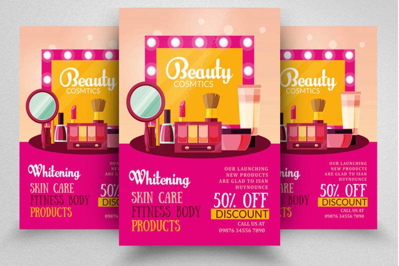 Cosmetics Product Ad Flyer Template By Designhub | TheHungryJPEG