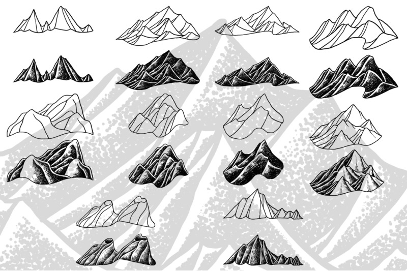 Mountains simple illustration By sebrodbrick | TheHungryJPEG