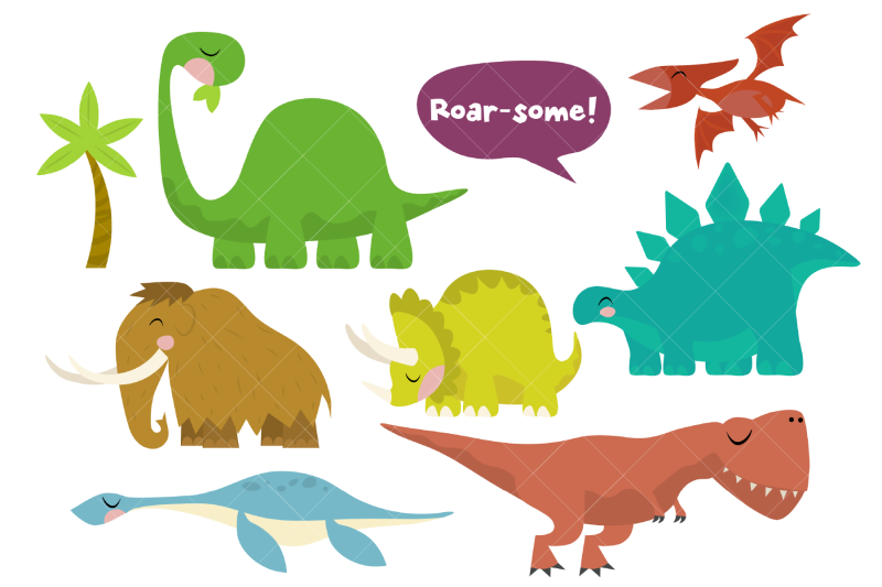 Dinosaurs Clip Art, Prehistoric Animals By ClipArtisan | TheHungryJPEG